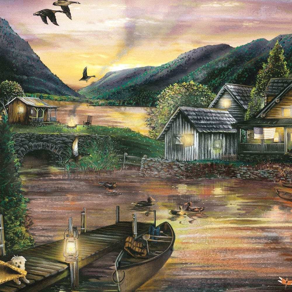 Lakefront Camping II 2 White Framed Print Wall Art - Homeroots - Flyclothing LLC