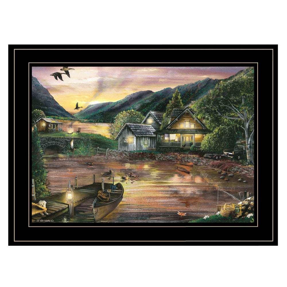 Lakefront Camping II 3 Black Framed Print Wall Art - Homeroots - Flyclothing LLC