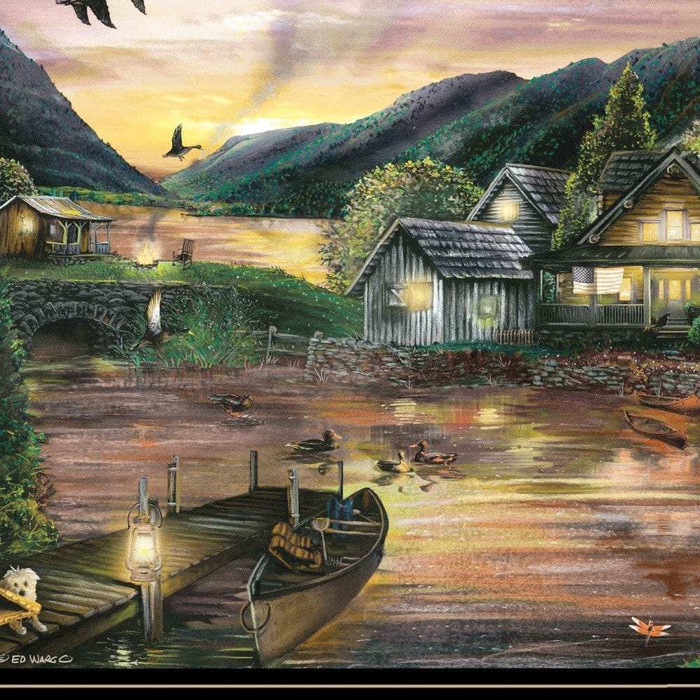 Lakefront Camping II 3 Black Framed Print Wall Art - Homeroots - Flyclothing LLC