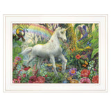 Rainbow Unicorn 2 White Framed Print Wall Art - Homeroots - Flyclothing LLC