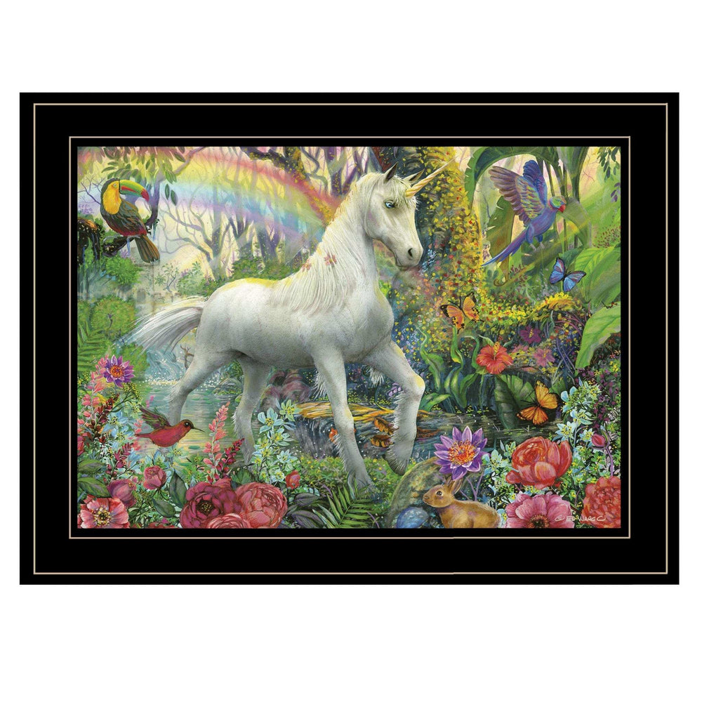 Rainbow Unicorn 3 Black Framed Print Wall Art - Homeroots - Flyclothing LLC