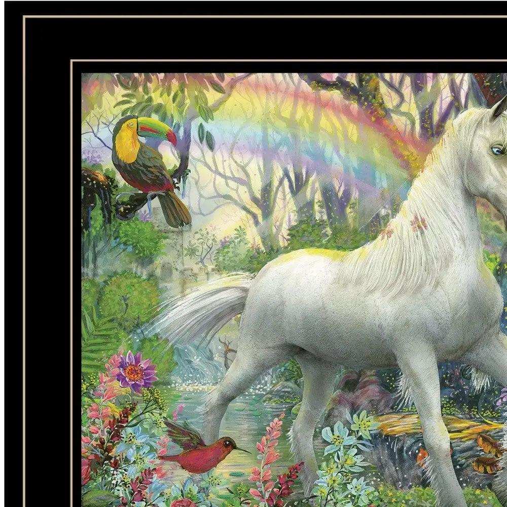Rainbow Unicorn 3 Black Framed Print Wall Art - Homeroots - Flyclothing LLC