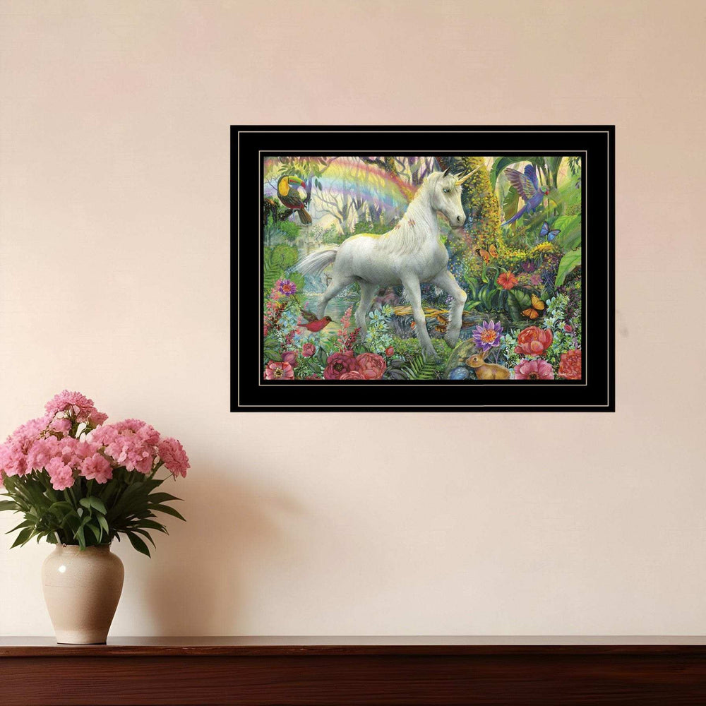 Rainbow Unicorn 3 Black Framed Print Wall Art - Homeroots - Flyclothing LLC