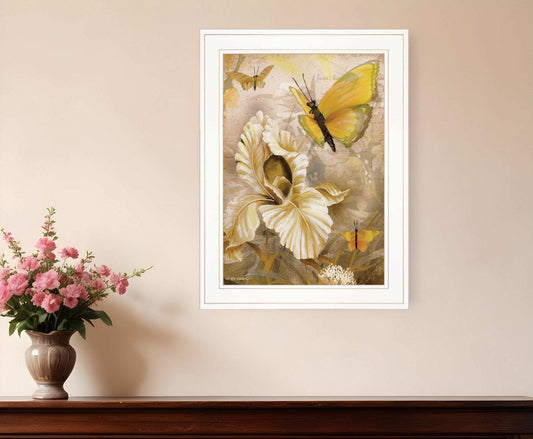Flowers and Butterflies I 2 White Framed Print Wall Art - Homeroots - Flyclothing LLC