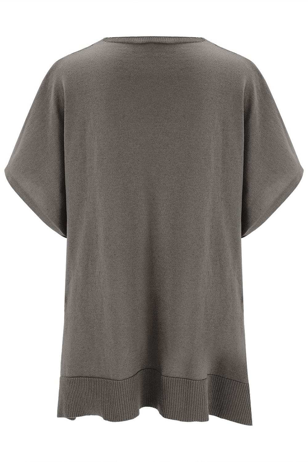 Slit V-Neck Half Sleeve Knit Top - Trendsi - Flyclothing LLC