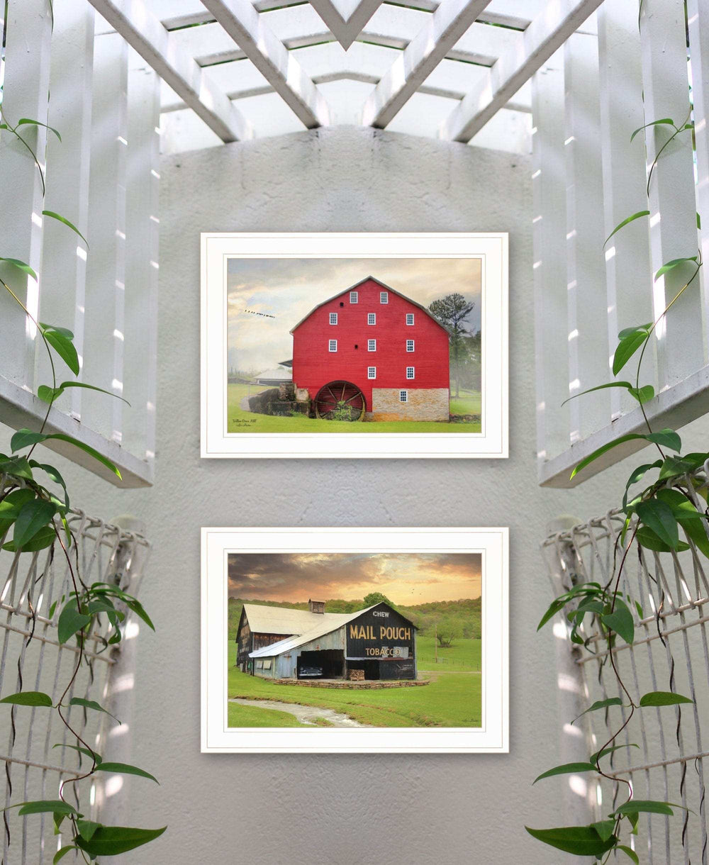 Set Of Two Mail Pouch Barn and Mill 1 White Framed Print Wall Art - Homeroots - Flyclothing LLC