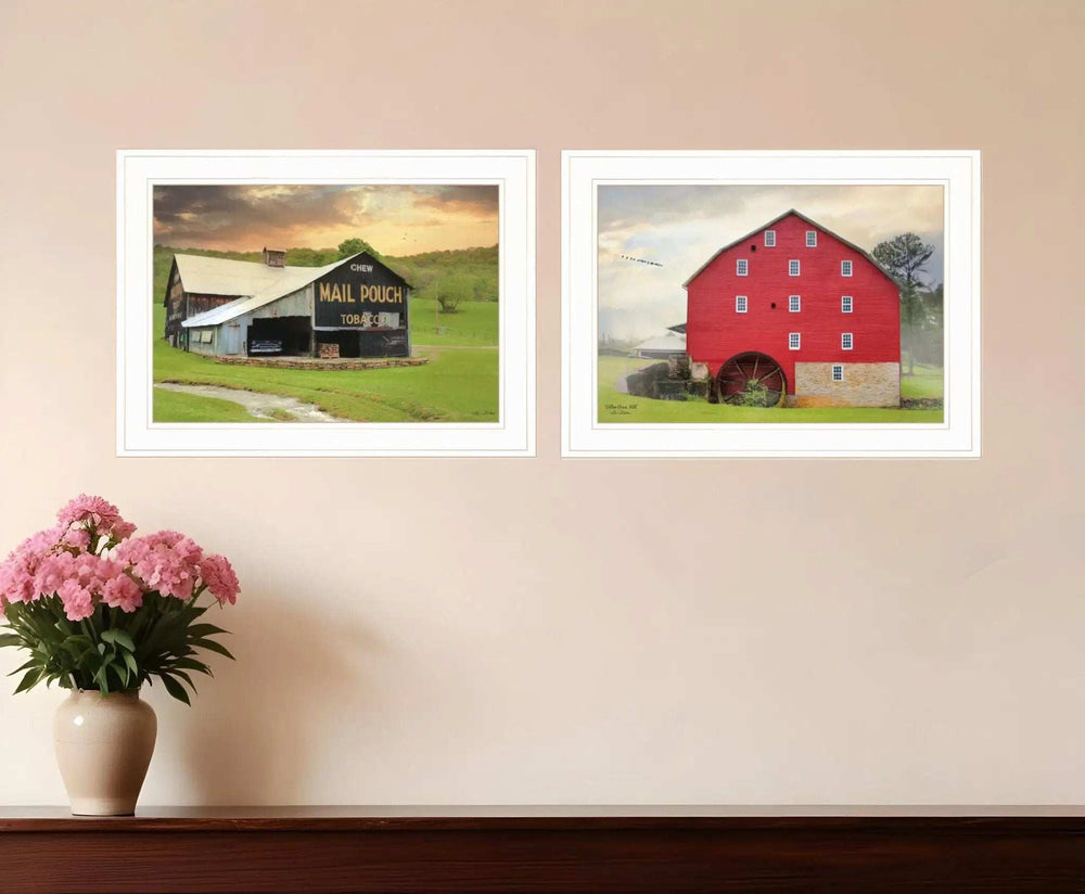 Set Of Two Mail Pouch Barn and Mill 1 White Framed Print Wall Art - Homeroots - Flyclothing LLC