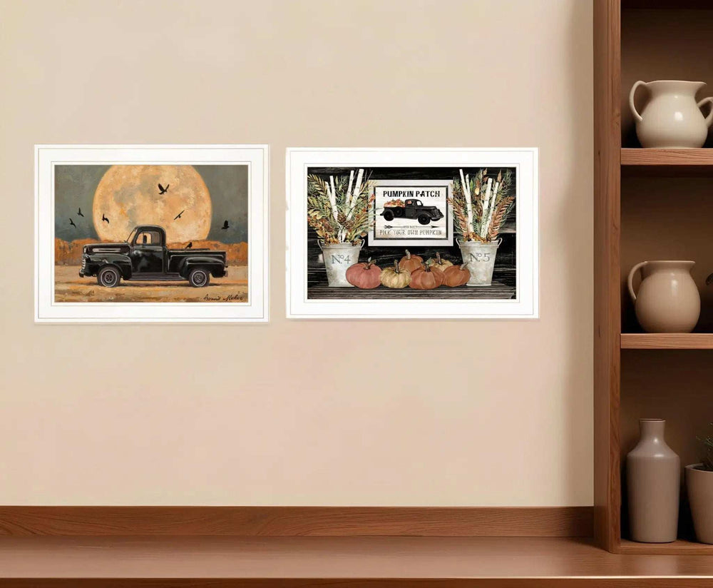 Set Of Two Harvest Moon 1 White Framed Print Kitchen Wall Art - Homeroots - Flyclothing LLC