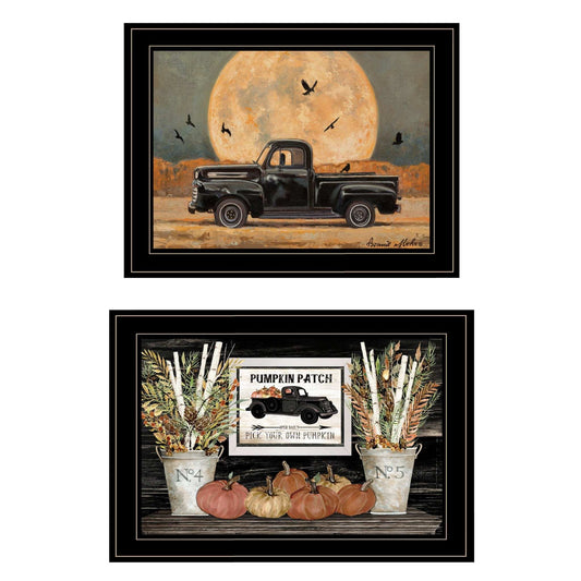 Set Of Two Harvest Moon 2 Black Framed Print Kitchen Wall Art - Homeroots - Flyclothing LLC