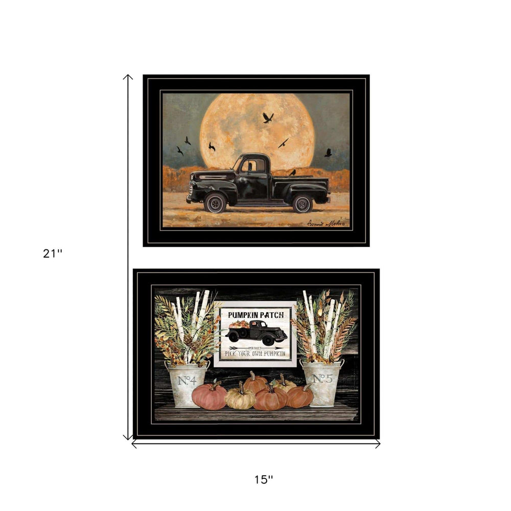 Set Of Two Harvest Moon 2 Black Framed Print Kitchen Wall Art - Homeroots - Flyclothing LLC