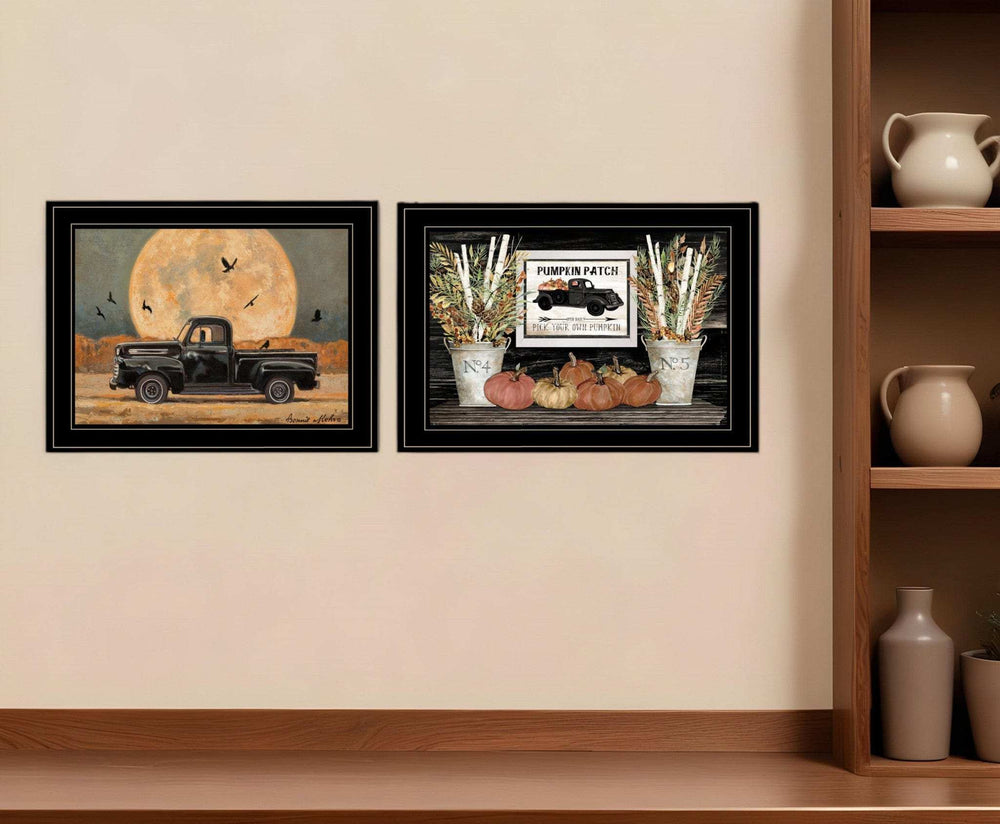 Set Of Two Harvest Moon 2 Black Framed Print Kitchen Wall Art - Homeroots - Flyclothing LLC
