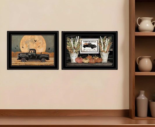 Set Of Two Harvest Moon 2 Black Framed Print Kitchen Wall Art - Homeroots - Flyclothing LLC