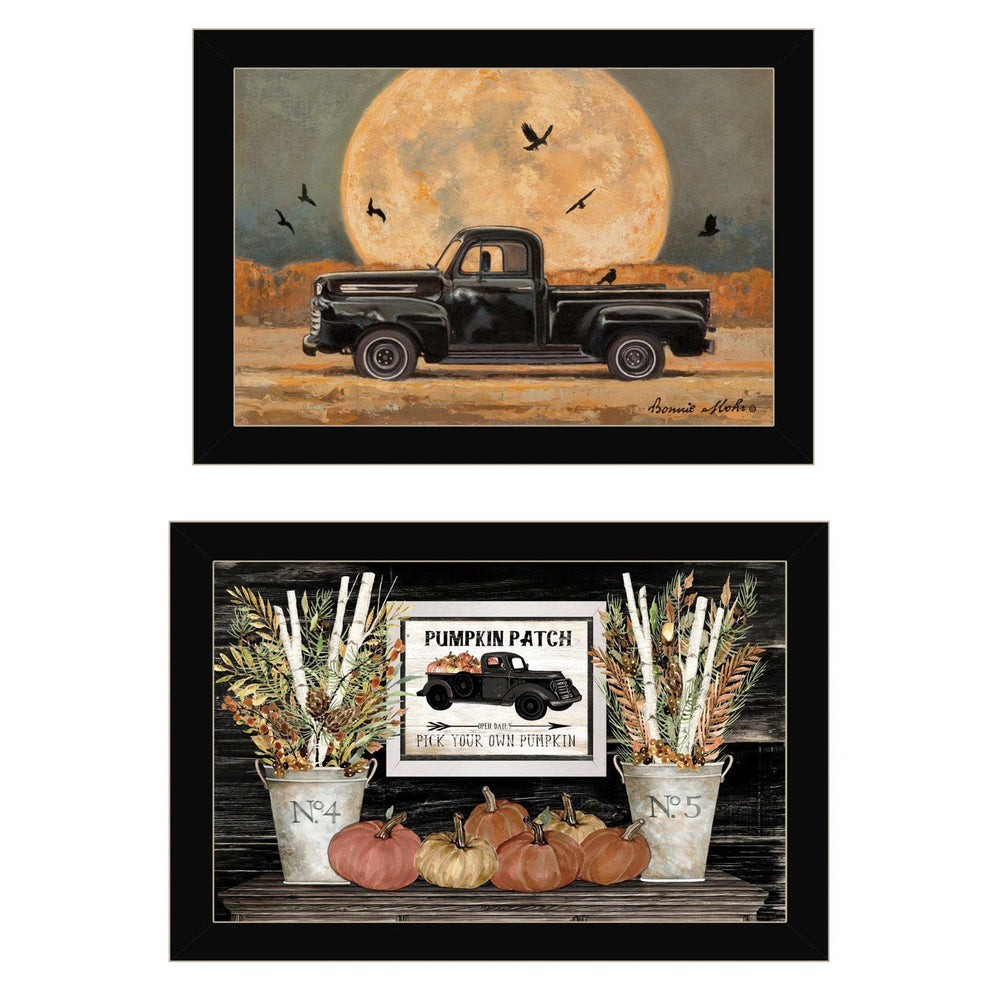Set Of Two Harvest Moon 3 Black Framed Print Kitchen Wall Art - Homeroots - Flyclothing LLC