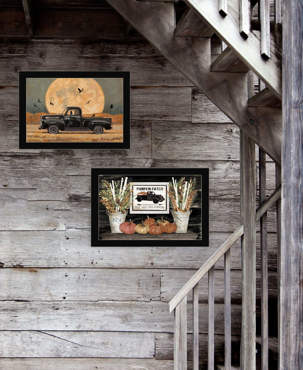 Set Of Two Harvest Moon 3 Black Framed Print Kitchen Wall Art - Homeroots - Flyclothing LLC