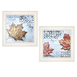 Set Of Two Channeling Fall Leaves White Framed Print Wall Art - Homeroots - Flyclothing LLC
