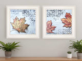 Set Of Two Channeling Fall Leaves White Framed Print Wall Art - Homeroots - Flyclothing LLC