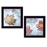 Set Of Two Channeling Fall Leaves I and III 3 Black Framed Print Wall Art - Homeroots - Flyclothing LLC