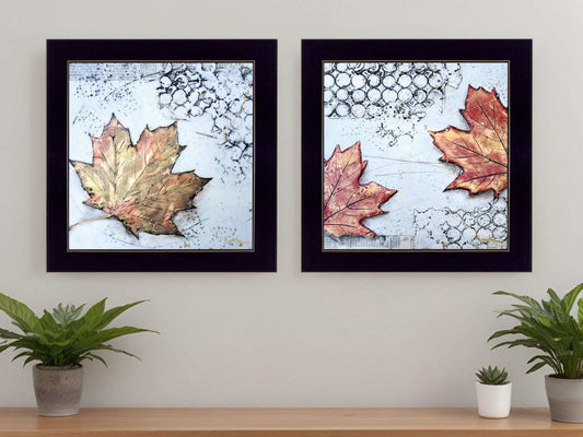 Set Of Two Channeling Fall Leaves I and III 3 Black Framed Print Wall Art - Homeroots - Flyclothing LLC