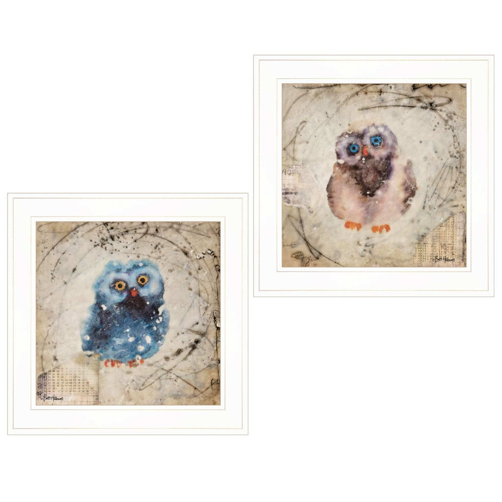 Set Of Two Wonder Years Owls 1 White Framed Print Wall Art - Homeroots - Flyclothing LLC