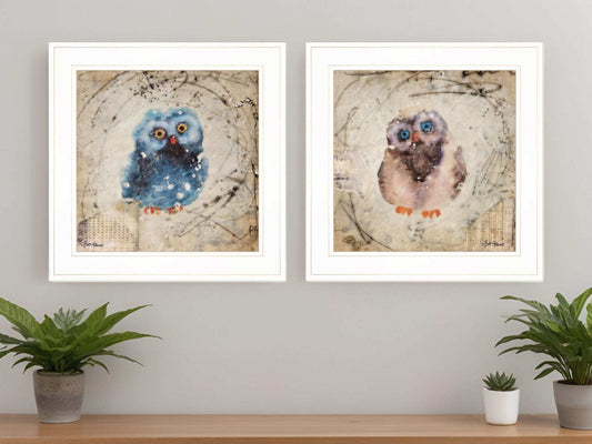 Set Of Two Wonder Years Owls 1 White Framed Print Wall Art - Homeroots - Flyclothing LLC