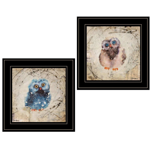 Set Of Two Wonder Years Owls Black Framed Print Wall Art - Homeroots - Flyclothing LLC