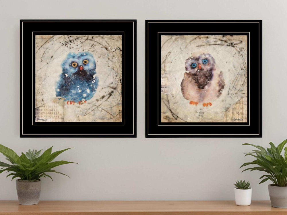 Set Of Two Wonder Years Owls Black Framed Print Wall Art - Homeroots - Flyclothing LLC