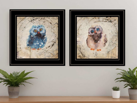 Set Of Two Wonder Years Owls Black Framed Print Wall Art - Homeroots - Flyclothing LLC