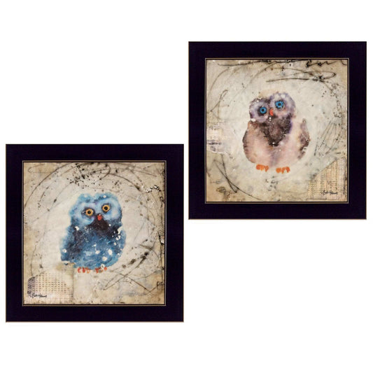 Set Of Two Wonder Years Owls Black Framed Print Wall Art - Homeroots - Flyclothing LLC