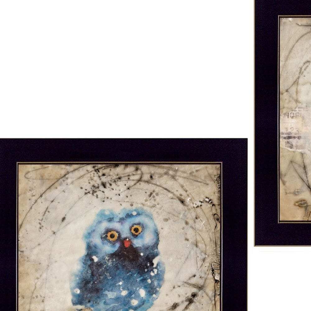 Set Of Two Wonder Years Owls Black Framed Print Wall Art - Homeroots - Flyclothing LLC