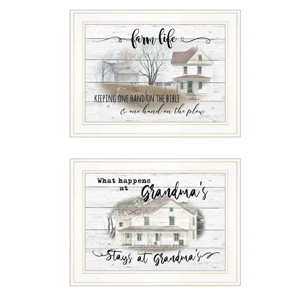 Set Of Two Stays at Grandmas 1 White Framed Print Wall Art - Homeroots - Flyclothing LLC