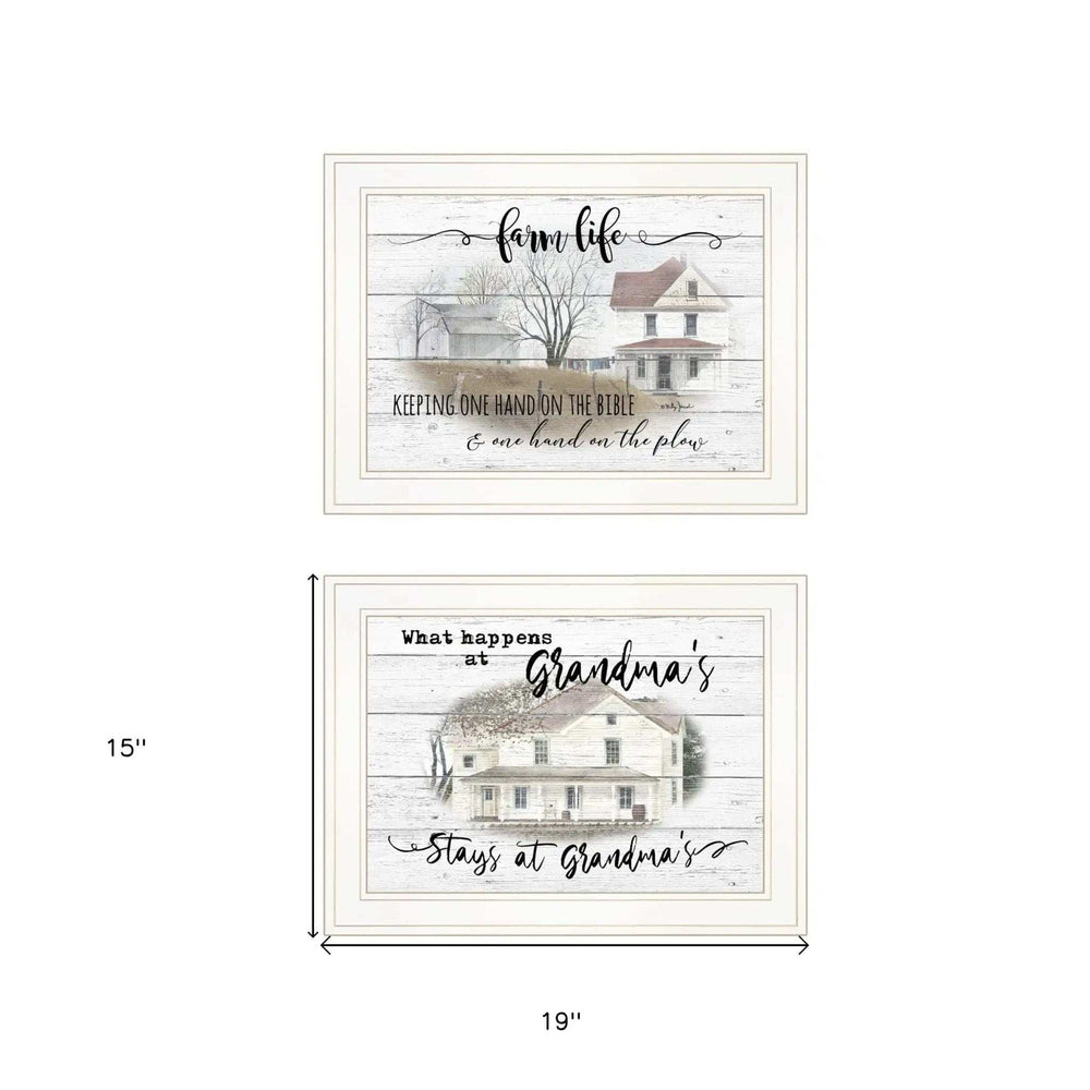 Set Of Two Stays at Grandmas 1 White Framed Print Wall Art - Homeroots - Flyclothing LLC