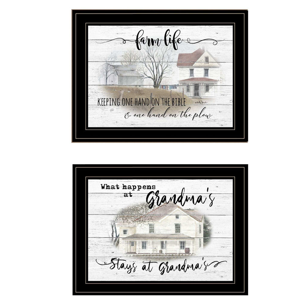 Set Of Two Stays at Grandmas 2 Black Framed Print Wall Art - Homeroots - Flyclothing LLC
