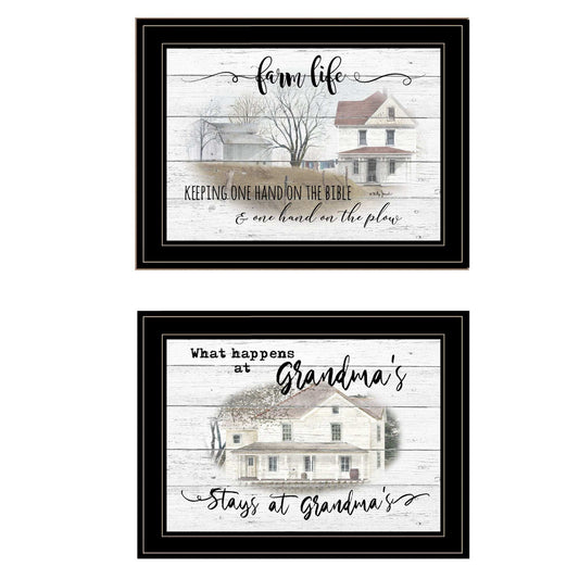 Set Of Two Stays at Grandmas 2 Black Framed Print Wall Art - Homeroots - Flyclothing LLC