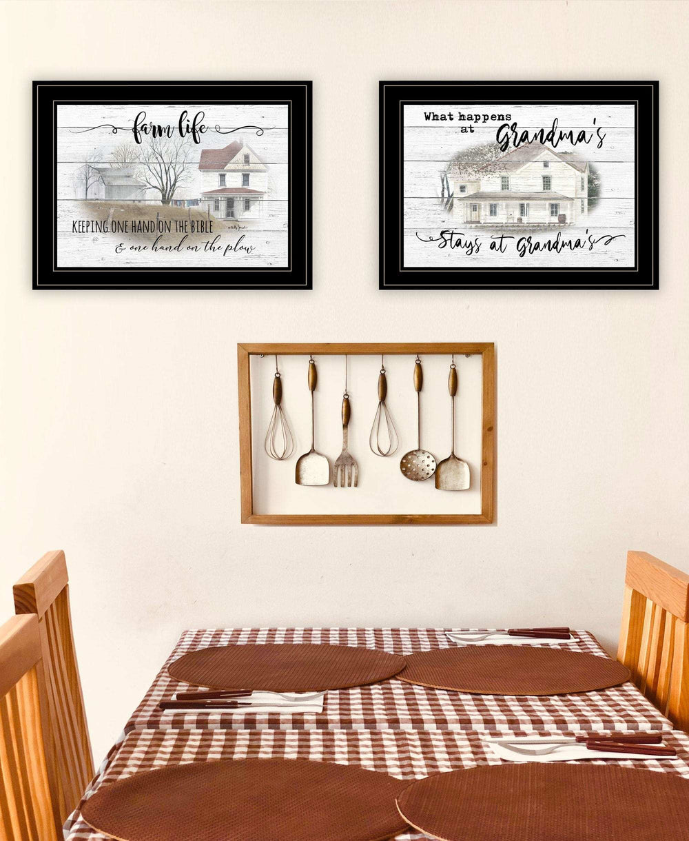 Set Of Two Stays at Grandmas 2 Black Framed Print Wall Art - Homeroots - Flyclothing LLC