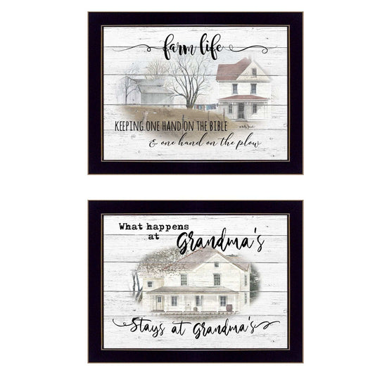 Set Of Two Stays at Grandmas Black Framed Print Wall Art - Homeroots - Flyclothing LLC