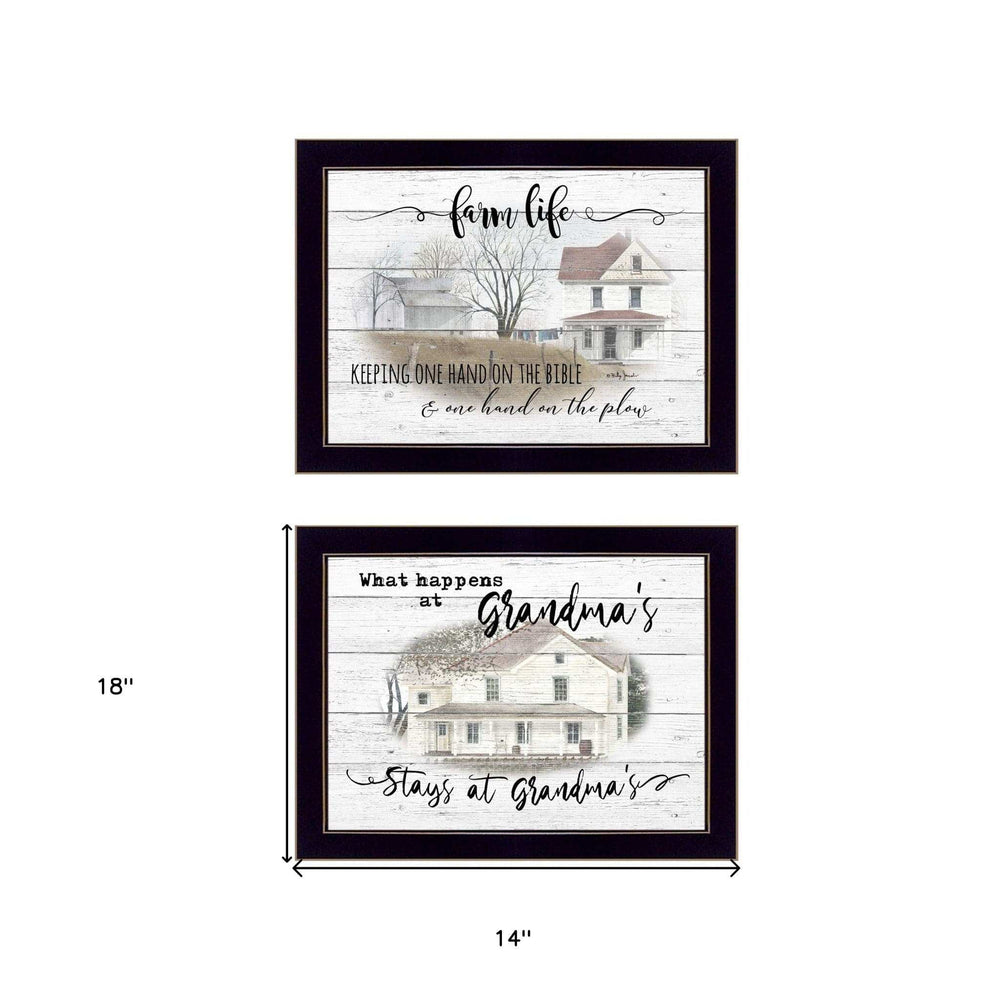 Set Of Two Stays at Grandmas Black Framed Print Wall Art - Homeroots - Flyclothing LLC
