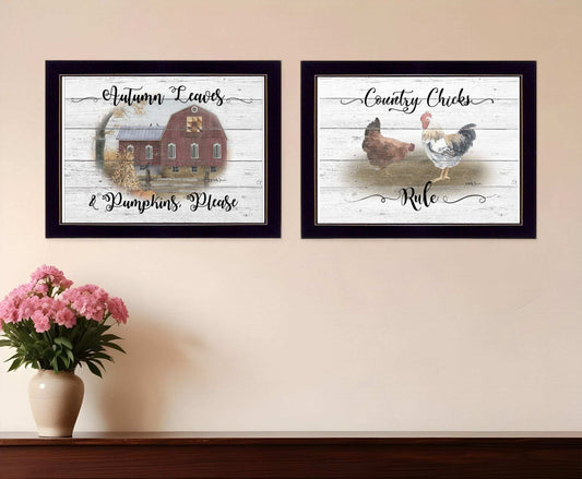 Set Of Two Country Living Black Framed Print Wall Art - Homeroots - Flyclothing LLC
