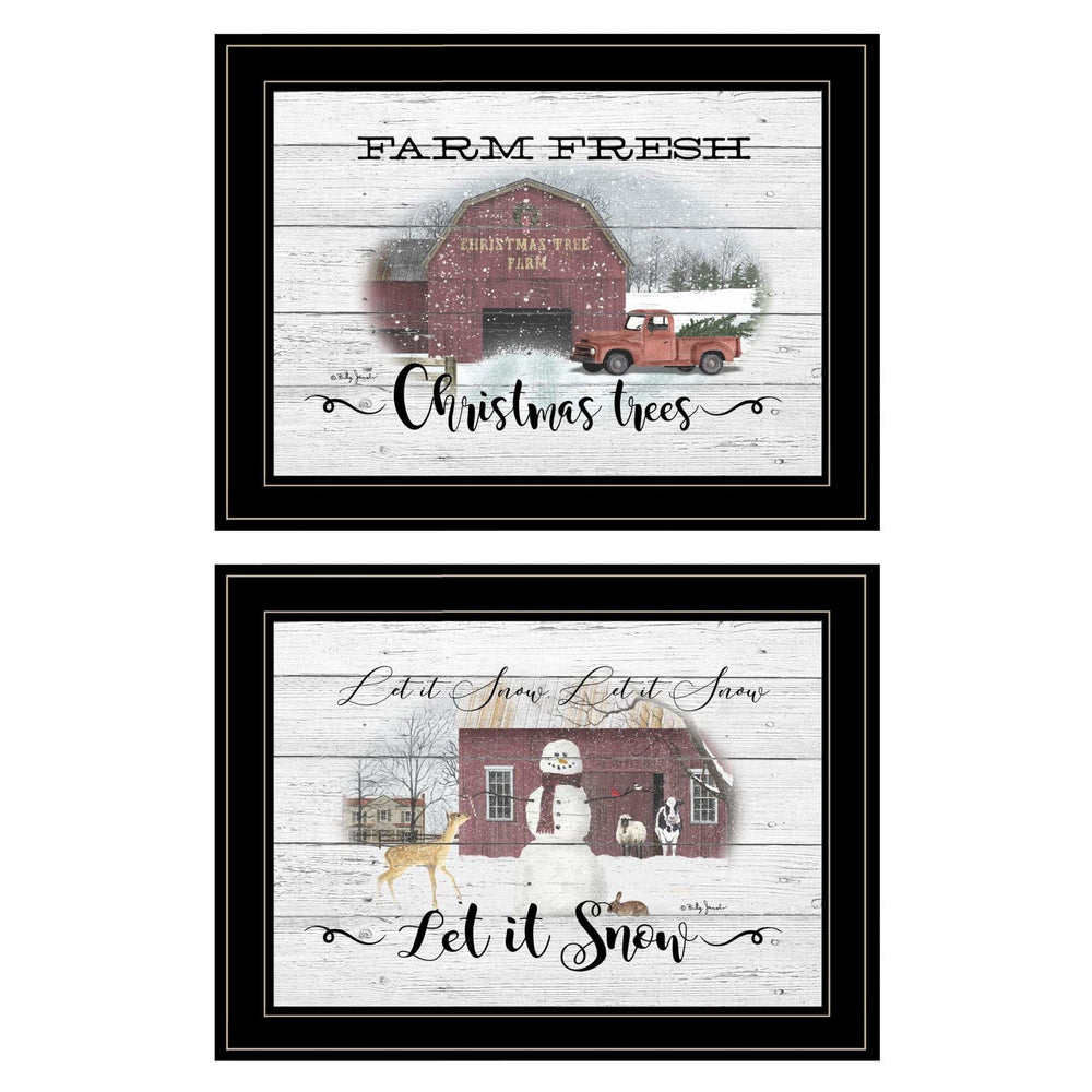 Set Of Two Farm Christmas 2 Black Framed Print Wall Art - Homeroots - Flyclothing LLC