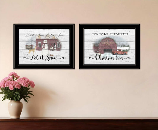 Set Of Two Farm Christmas 2 Black Framed Print Wall Art - Homeroots - Flyclothing LLC