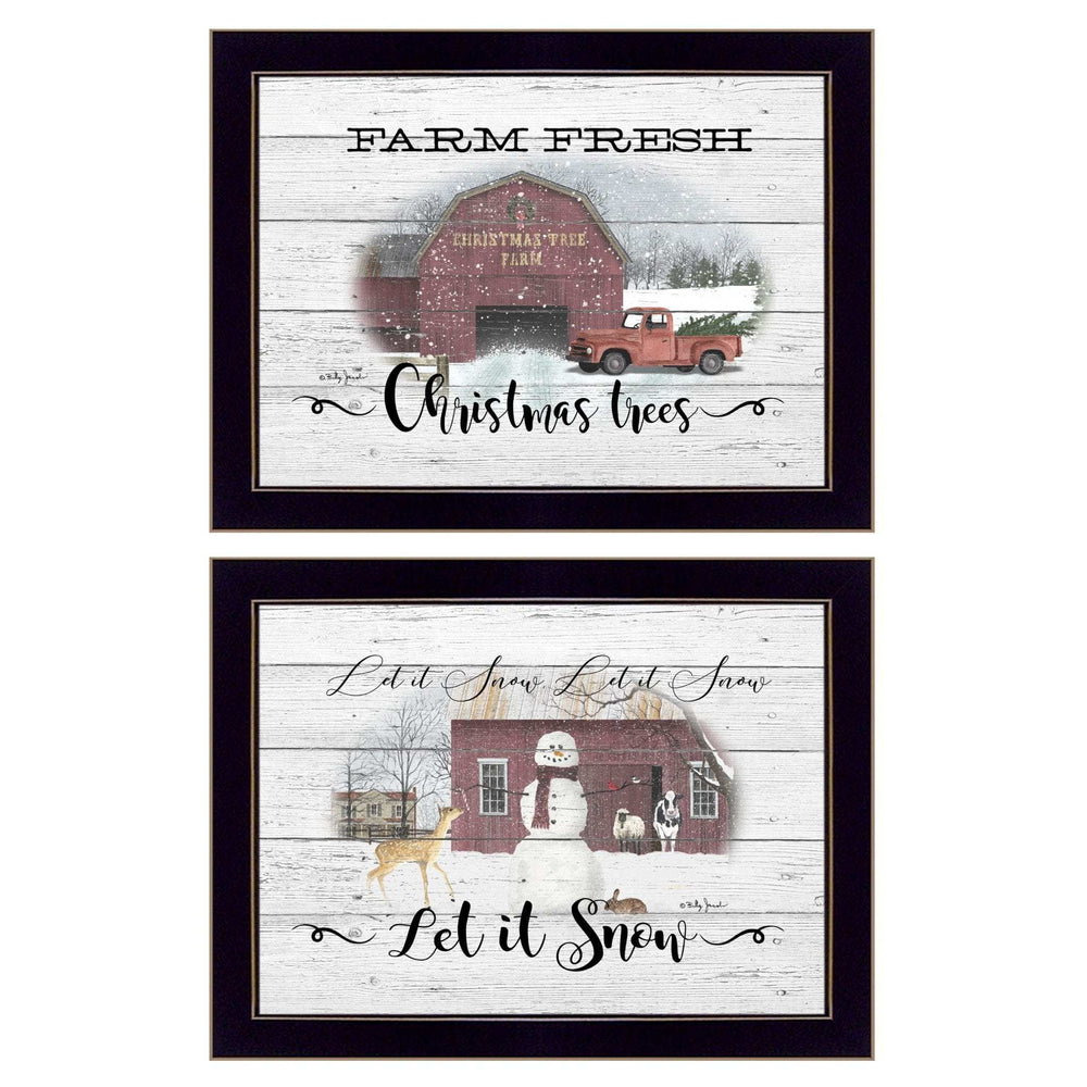 Set Of Two Farm Christmas Black Framed Print Wall Art - Homeroots - Flyclothing LLC