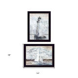 Set Of Two Lighthouse Sailboat Black Single Rim Framed Print Wall Art - Homeroots - Flyclothing LLC