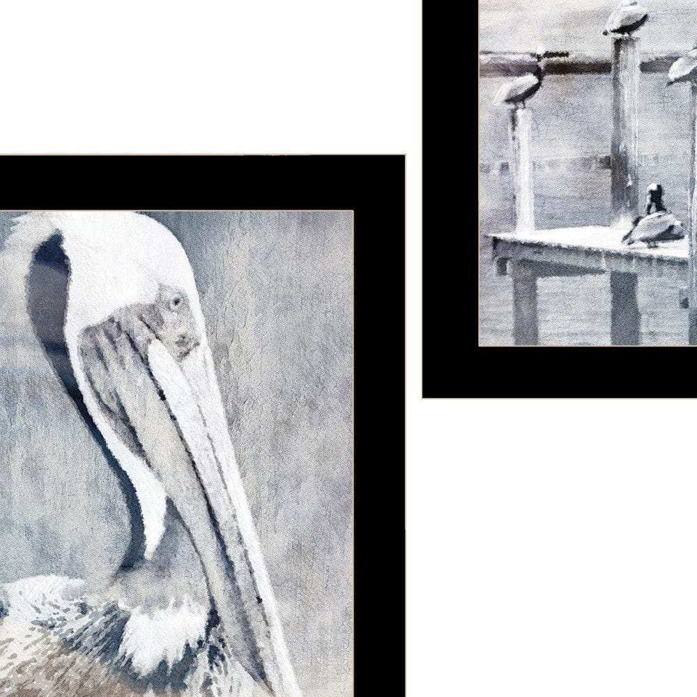 Set Of Two Pelican Party Black Framed Coastal Wall Art - Homeroots - Flyclothing LLC