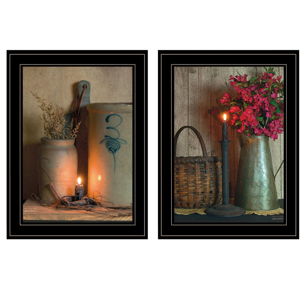 Set Of Two Country Candlelight Black Framed Print Wall Art - Homeroots - Flyclothing LLC