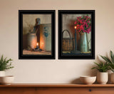 Set Of Two Country Candlelight Black Framed Print Wall Art - Homeroots - Flyclothing LLC