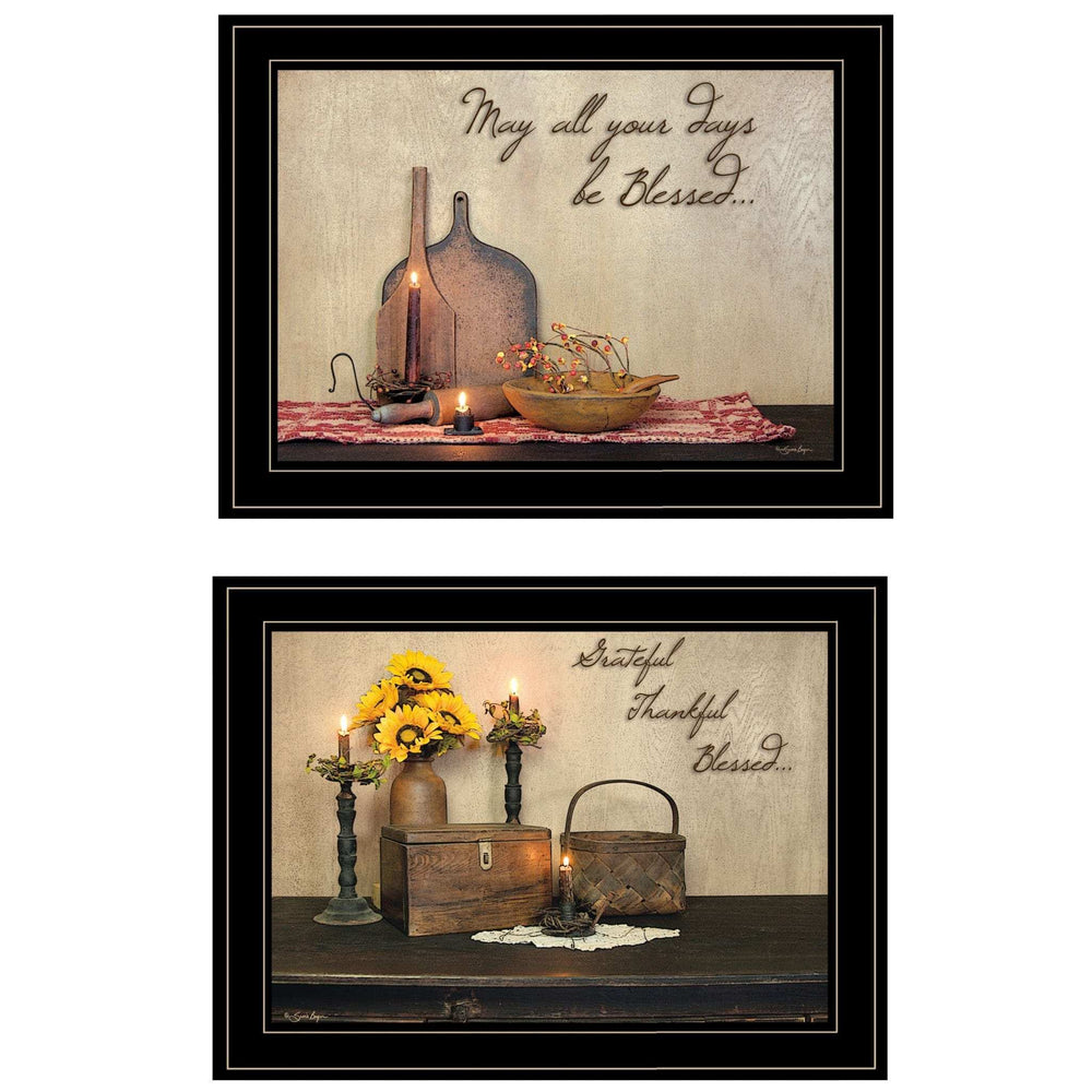 Set Of Two Twice Blessed 2 Black Framed Print Wall Art - Homeroots - Flyclothing LLC