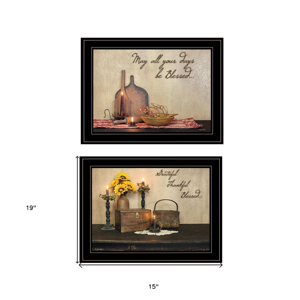 Set Of Two Twice Blessed 2 Black Framed Print Wall Art - Homeroots - Flyclothing LLC