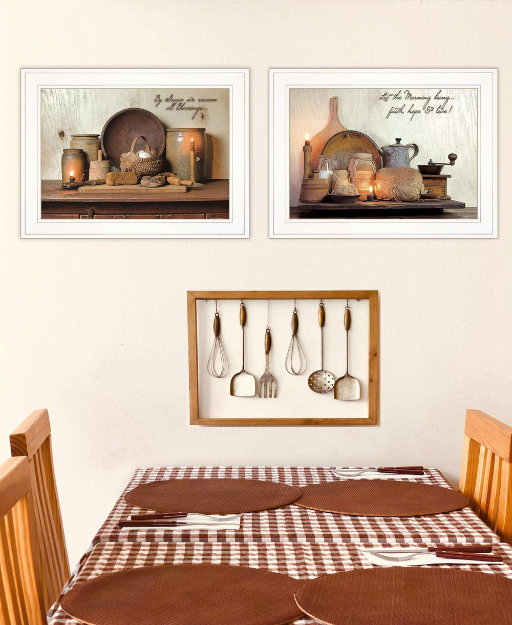 Set Of Two By Grace 1 White Framed Print Kitchen Wall Art - Homeroots - Flyclothing LLC