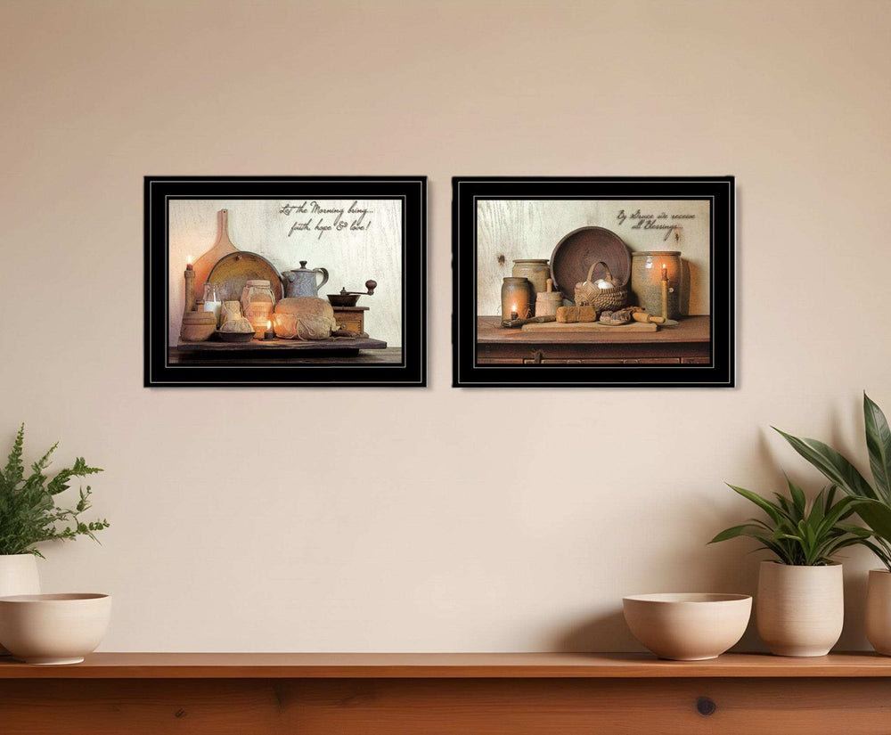 Set Of Two By Grace 2 Black Framed Print Kitchen Wall Art - Homeroots - Flyclothing LLC