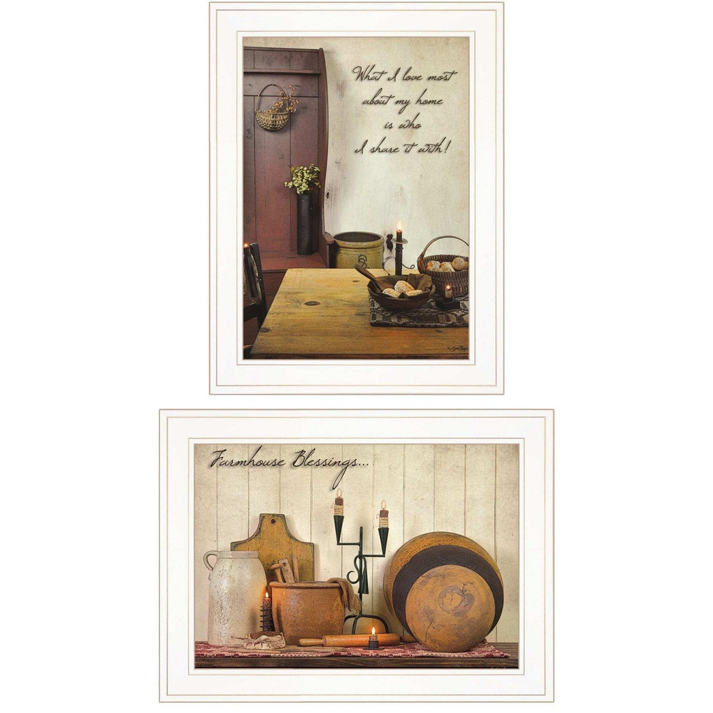 Set Of Two What I Love Most 1 White Framed Print Kitchen Wall Art - Homeroots - Flyclothing LLC