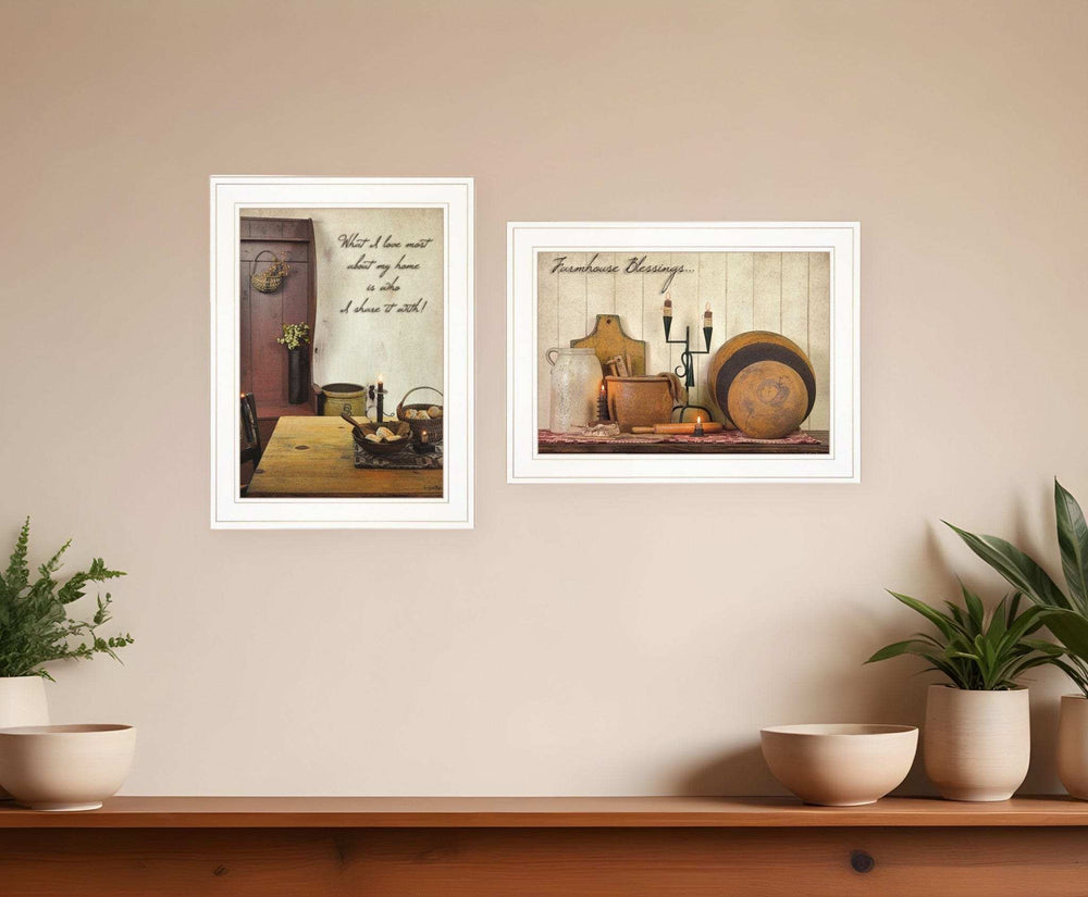 Set Of Two What I Love Most 1 White Framed Print Kitchen Wall Art - Homeroots - Flyclothing LLC